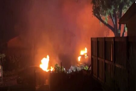 سقوط هواپیما در ایالت کالیفرنیا در آمریکا+ فیلم